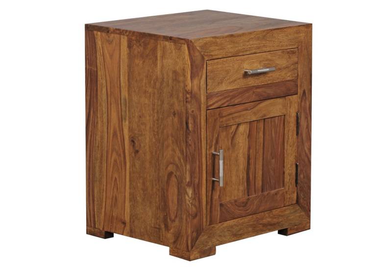 KADIMA DESIGN Nachttisch Nachttisch MUMBAI Massivholz Sheesham Design Nachtkommode 60 cm mit, Schublade und Tür Nachtschrank für Boxspringbett von KADIMA DESIGN