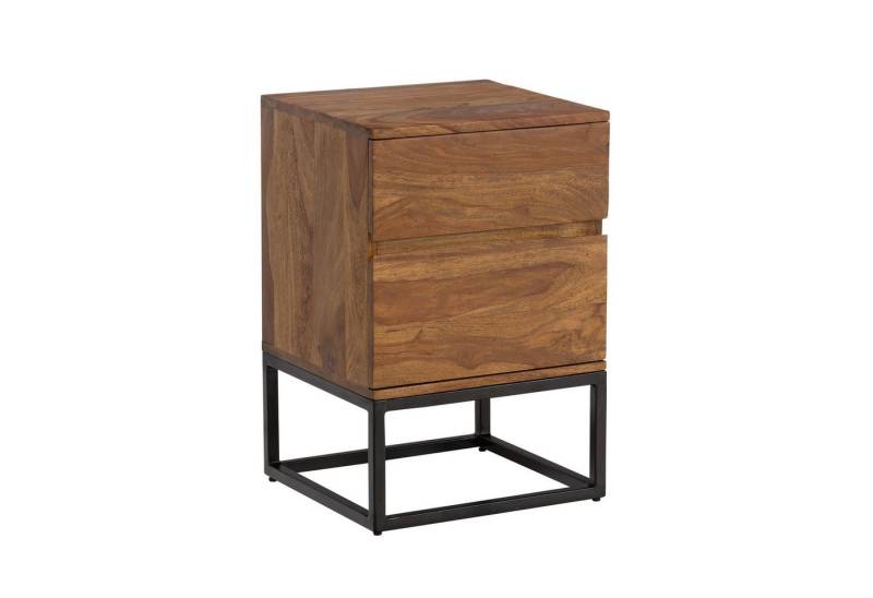 KADIMA DESIGN Nachttisch Nachttisch Massivholz Metall 40x38x60 cm Nachtschrank Schlafzimmer (Industrial mit Stauraum), Boxspringbett, Design Nachtkonsole mit 2 Schubladen, Nachtkommode von KADIMA DESIGN