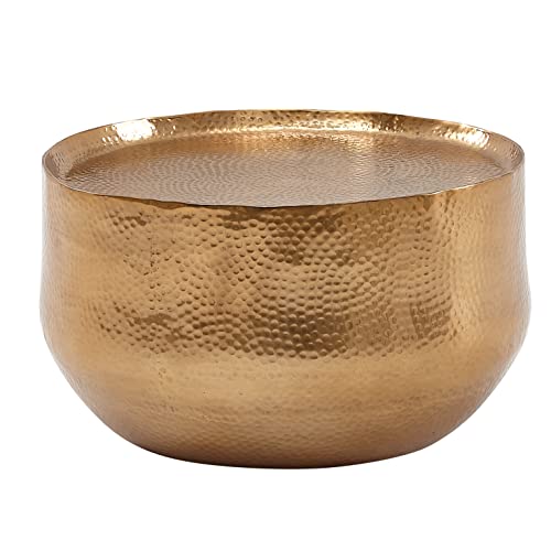 KADIMA DESIGN Orientalischer Couchtisch ANIENE: Hammerschlag-Struktur, Aluminium, hohl, 40 kg Belastung, goldfarben lackiert Farbe: Gold von KADIMA DESIGN