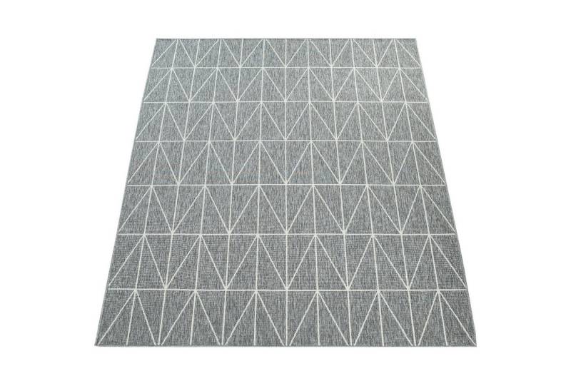KADIMA DESIGN Outdoorteppich Geometrisch Balkon, Terrasse schmutzabweisend Outdoor Teppich, Rechteckig, Höhe: 4 mm, 100% Polypropylen, Rücken aus Polypropylen, Rechteckig, 80x150cm, Grau von KADIMA DESIGN