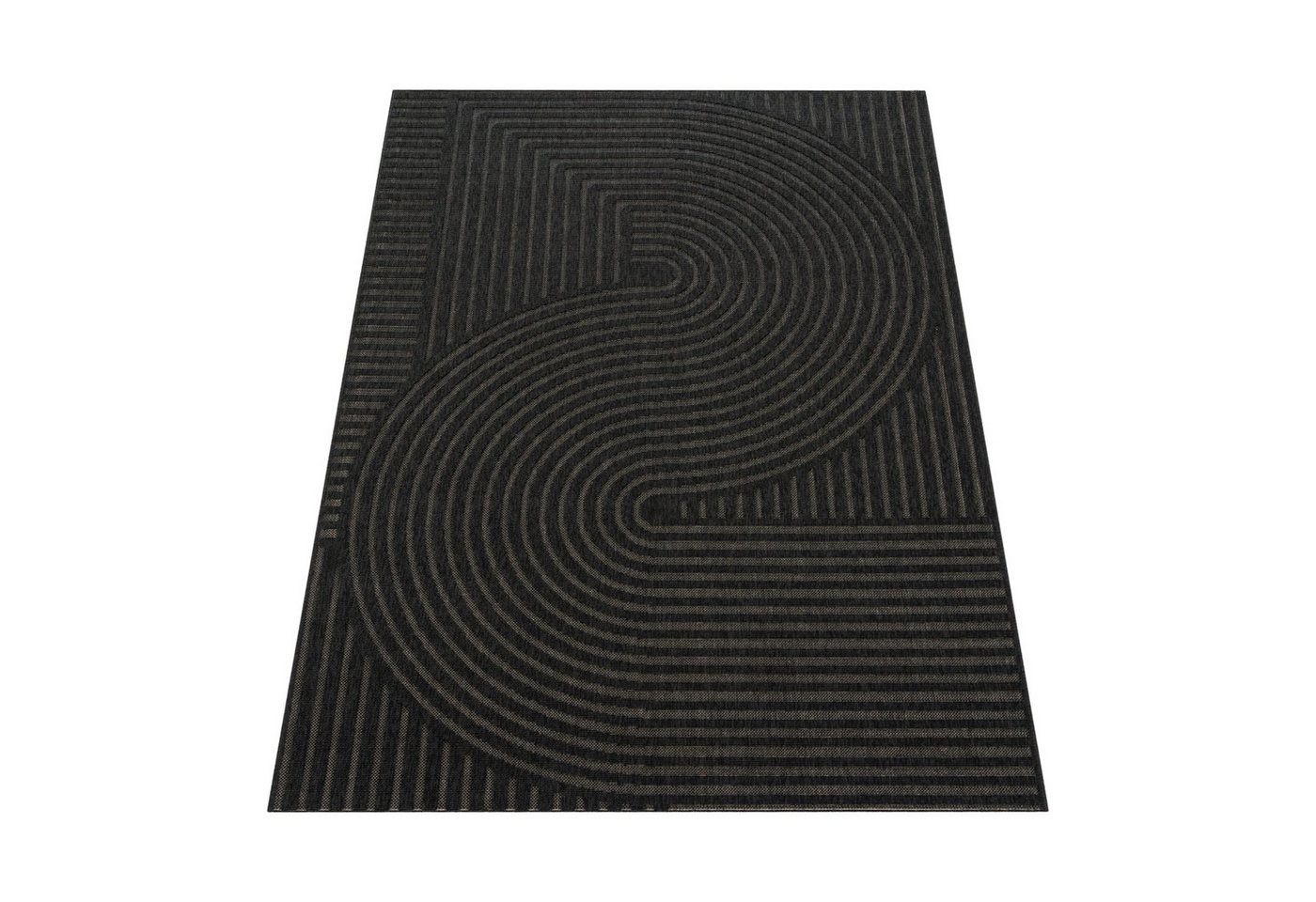 KADIMA DESIGN Outdoorteppich Unifarben Spiralmuster Balkon, Terrasse Outdoor Teppich, Rechteckig, Höhe: 4 mm, 100% Polypropylen,160x230cm, Anthrazit von KADIMA DESIGN