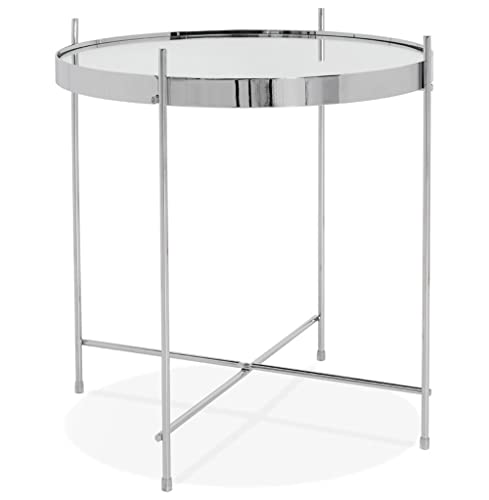 KADIMA DESIGN Piper Mini Couchtisch Anstelltisch Beistelltisch Glas Silber (Chrome) 42,7 x 42,7 x 45 von KADIMA DESIGN