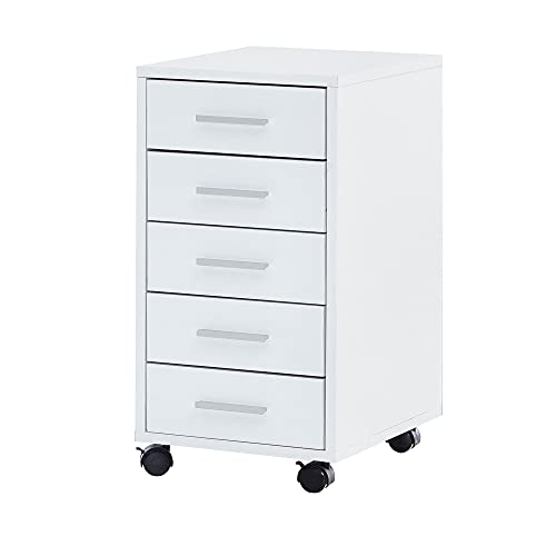 Schubladenschrank ITTER Holz: 5 Schubladen, Rollen, melaminharzbeschichtet - KADIMA DESIGN. Farbe: Weiß Schubladenschrank ITTER Holz: 5 Schubladen, Rollen, melaminharzbeschichtet - KADIMA DESIGN. Farbe: Weiß von KADIMA DESIGN
