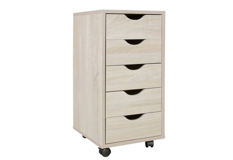 KADIMA DESIGN Rollcontainer Rollcontainer 33 x 64 x 38 cm MDF-Holz 5 Schubladen sonoma, (Standcontainer Bürocontainer), Moderner Schubladencontainer mit Rollen von KADIMA DESIGN