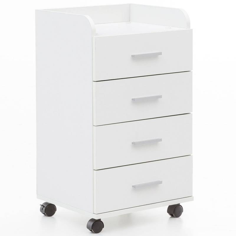 KADIMA DESIGN Rollcontainer Rollcontainer WL5.748 40 x 70,5 x 33 cm Weiß, Schreibtisch-Container, (Standcontainer Bürocontainer Beistellcontainer), Rollschrank 4 Schubladen, Moderner Schubladencontainer mit Rollen von KADIMA DESIGN