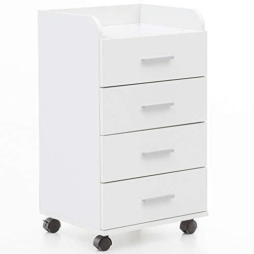 Rollcontainer ISONZO: 4 Schubladen, Ablagefläche, Rollen, Melaminharz-Beschichtung, flexibel und mobil - KADIMA DESIGN.. Farbe: Weiß von KADIMA DESIGN