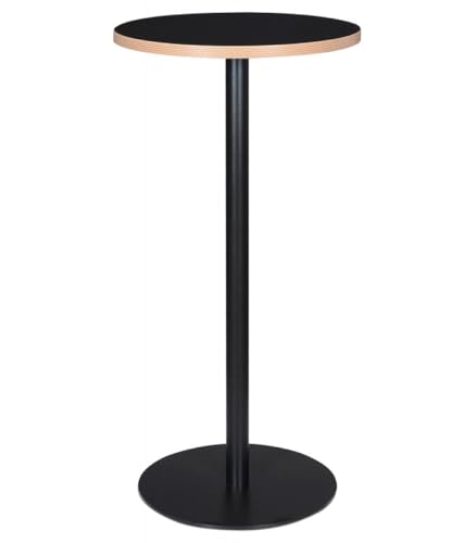 KADIMA DESIGN Runder Stehtisch aus Holz Metall | Bistrotisch für Küche Restaurant Bar | Designermöbel mit schwarzem Mittelfuß | Industrieller Stil | 60x60x105,5 cm | Pollux Round Kollektion von KADIMA DESIGN
