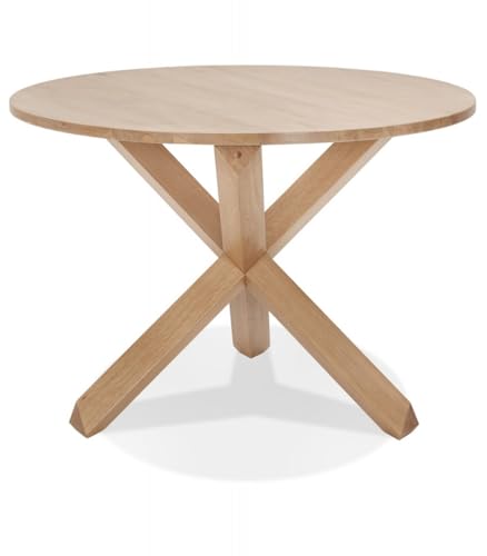 KADIMA DESIGN Runder Esstisch aus Massiveiche mit X-Fuß | Eleganter Designertisch für 5 Personen | Massivholztisch in skandinavischem Stil | Natur Beige | 120x120x75 cm Durchmesser | FATY Kollektion KADIMA DESIGN Runder Esstisch aus Massiveiche mit X-Fuß | Eleganter Designertisch für 5 Personen | Massivholztisch in skandinavischem Stil | Natur Beige | 120x120x75 cm Durchmesser | FATY Kollektion von KADIMA DESIGN