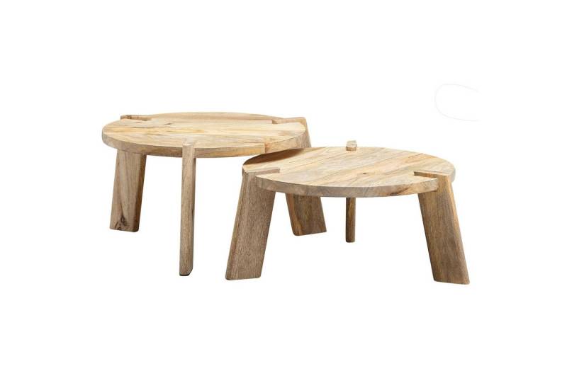 KADIMA DESIGN Satztisch Design Couchtisch 2er Set Mango Massivholz Wohnzimmertisch Hell (Tischset 2-teilig Kaffeetisch Holz), Satztisch Holztisch Rund Beistelltisch von KADIMA DESIGN