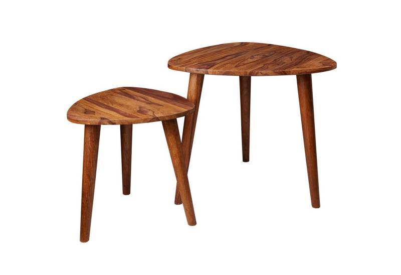 KADIMA DESIGN Satztisch Design Satztisch Edelholz Klein, Massivholz Beistelltisch 2er Set (Schmaler Sofatisch Ablagetisch), Klein, Couchtisch Set 2 Holz Tische, Massivholz Wohnzimmertisch von KADIMA DESIGN