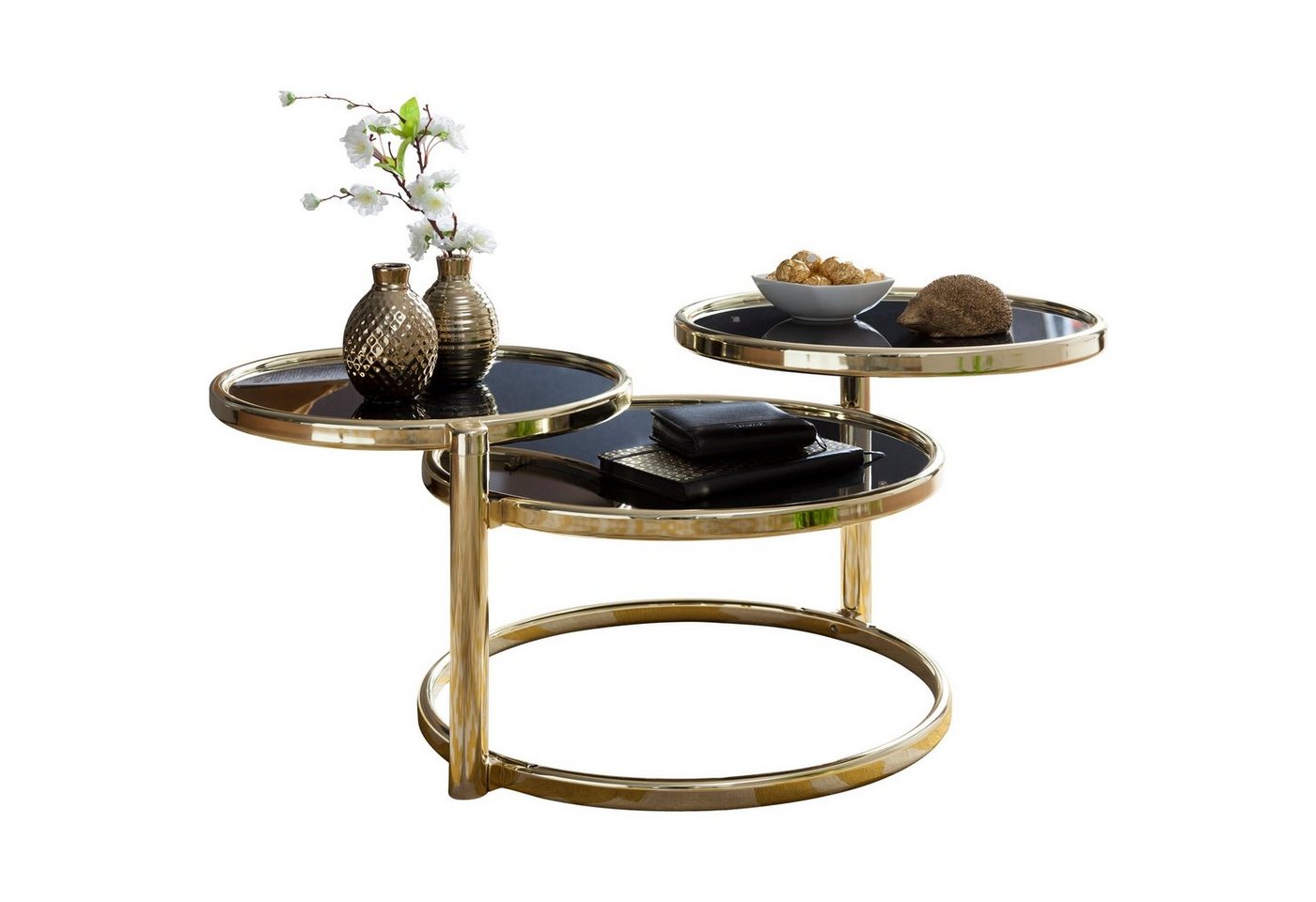 KADIMA DESIGN Satztisch Runder Glastisch mit 3 Ebenen für flexibles & stylisches Wohnen von KADIMA DESIGN