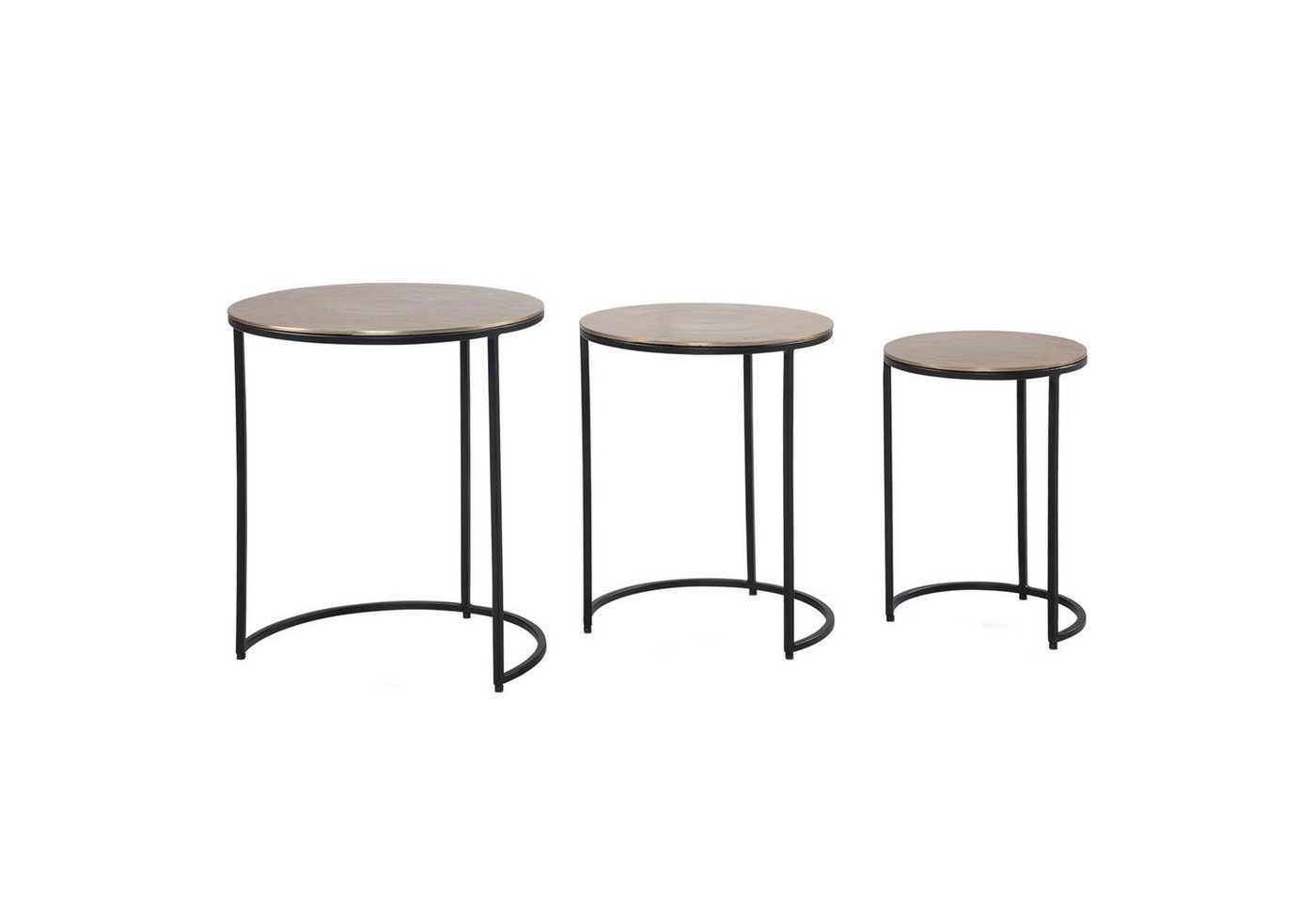 KADIMA DESIGN Satztisch Tischset Metall Rund, 3er Set Gold/Schwarz, Aluminium von KADIMA DESIGN