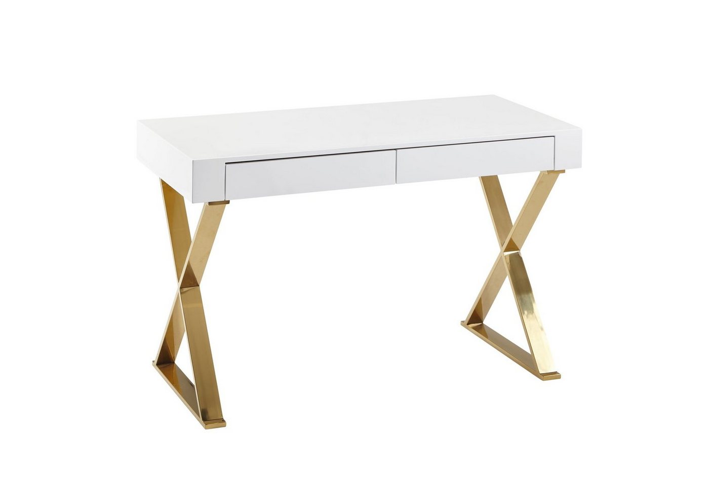 KADIMA DESIGN Schreibtisch Weißer Computertisch mit goldenen Beinen, stilvoll & geräumig von KADIMA DESIGN