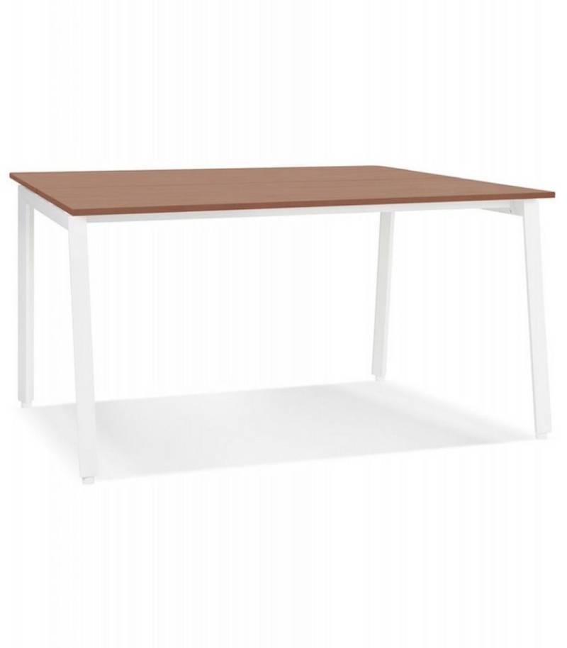 KADIMA DESIGN Schreibtisch Besprechungstisch Quadratisch aus Holz Metall Modern (Bürobank AMADEUS SQUARE für Meetings Kadima Design), Konferenztisch mit Walnussoptik 140x140x74,5 cm von KADIMA DESIGN