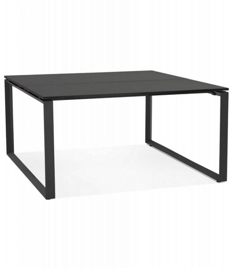 KADIMA DESIGN Schreibtisch Besprechungstisch aus Holz und Metall Professionelles Möbelstück (Quadratischer Schreibtisch mit Modernem Design Kadima), BAKUS SQUARE Schwarzer Bürobank für 2 Personen 160x160x74 cm von KADIMA DESIGN