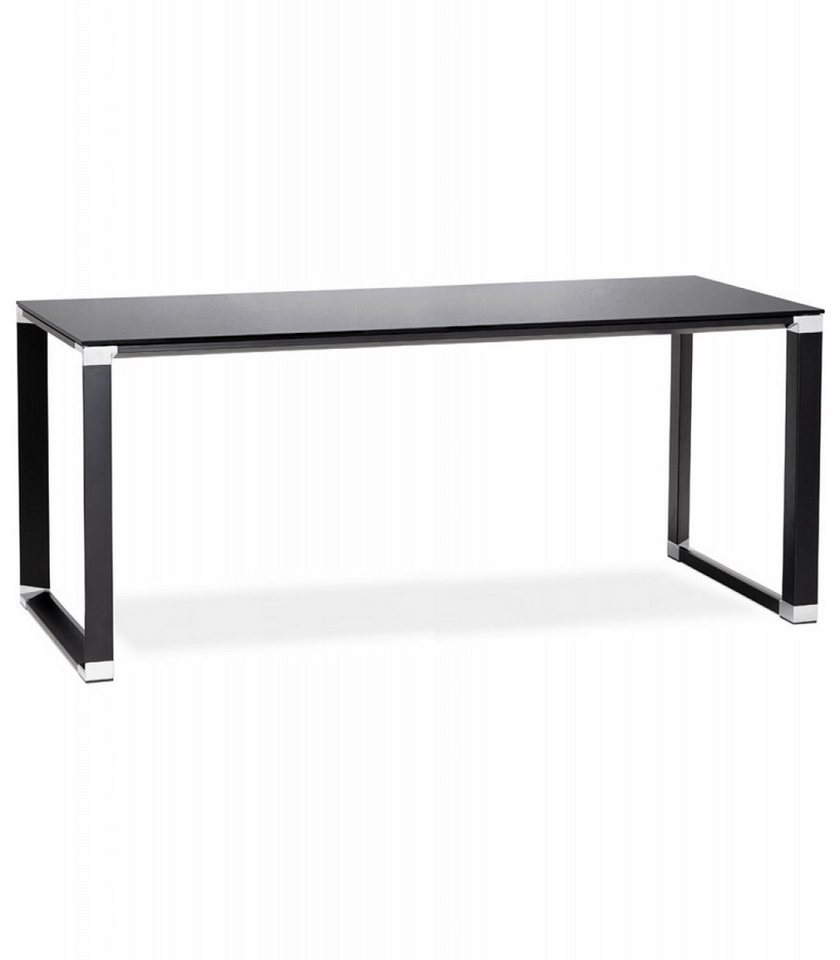 KADIMA DESIGN Schreibtisch Büro Schreibtisch XLINE mit Hartglasplatte Modern Elegant (Designer Arbeitsplatz mit robuster Metallstruktur Kadima Design), Chefschreibtisch aus schwarzem Glas und Metall 200x100x73 cm von KADIMA DESIGN