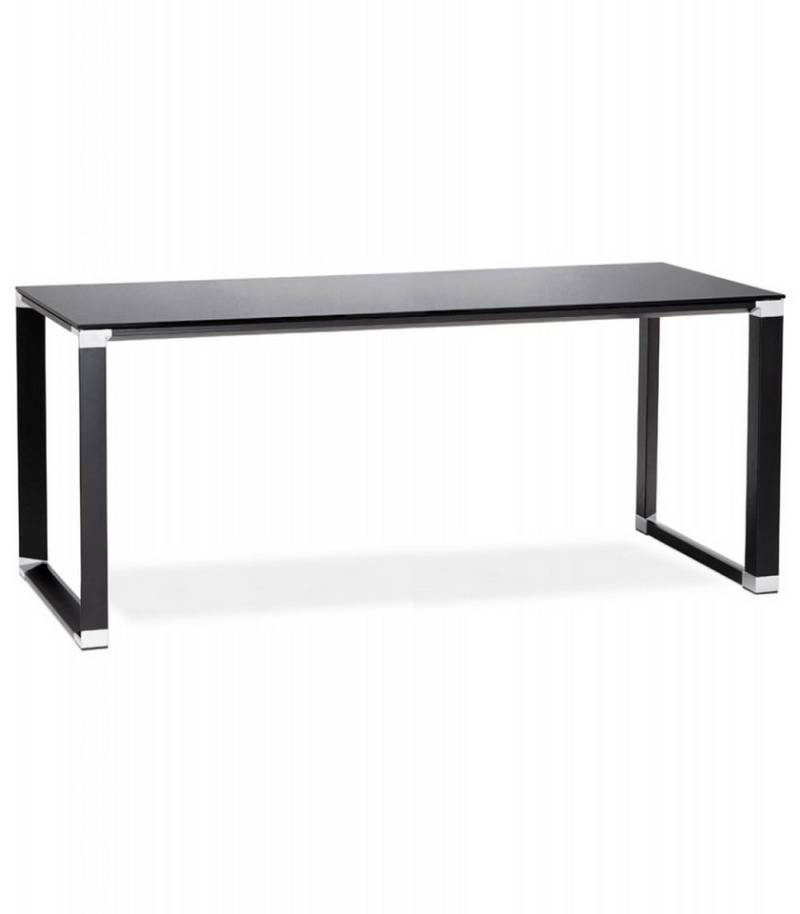 KADIMA DESIGN Schreibtisch Büro Schreibtisch XLINE mit Hartglasplatte Modern Elegant (Designer Arbeitsplatz mit robuster Metallstruktur Kadima Design), Chefschreibtisch aus schwarzem Glas und Metall 200x100x73 cm von KADIMA DESIGN