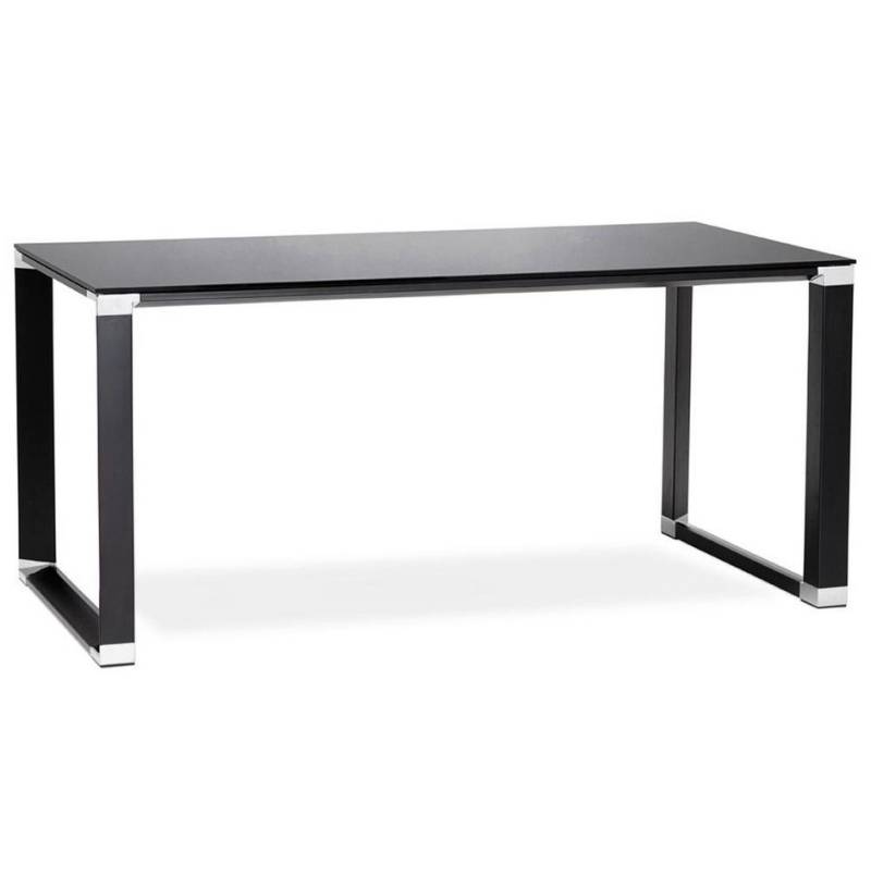 KADIMA DESIGN Schreibtisch Designer Bürotisch, Glas & Metall, Chromdetails, Moderner Arbeitstisch, Chromdetails, Kufengestell, Bodenschoner von KADIMA DESIGN
