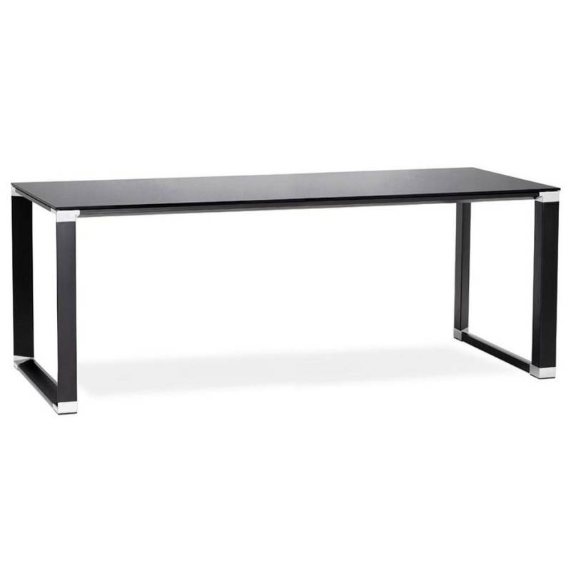 KADIMA DESIGN Schreibtisch Designer Bürotisch, Glas & Metall, Chromdetails, Moderner Arbeitstisch, Chromdetails, Kufengestell, Bodenschoner von KADIMA DESIGN