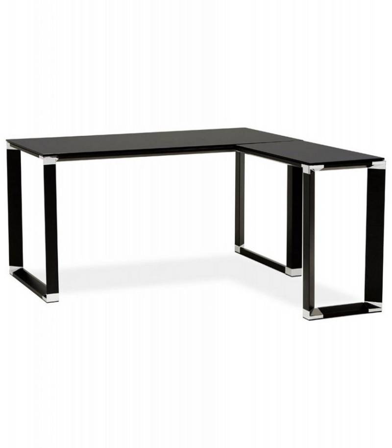 KADIMA DESIGN Schreibtisch Eckschreibtisch Schwarz Metall Glas Modernes Design (Industrieller Computertisch für Heimbüro XLINE Kollektion), Designer Büroecktisch mit Hartglasplatte 170x160x73 cm von KADIMA DESIGN