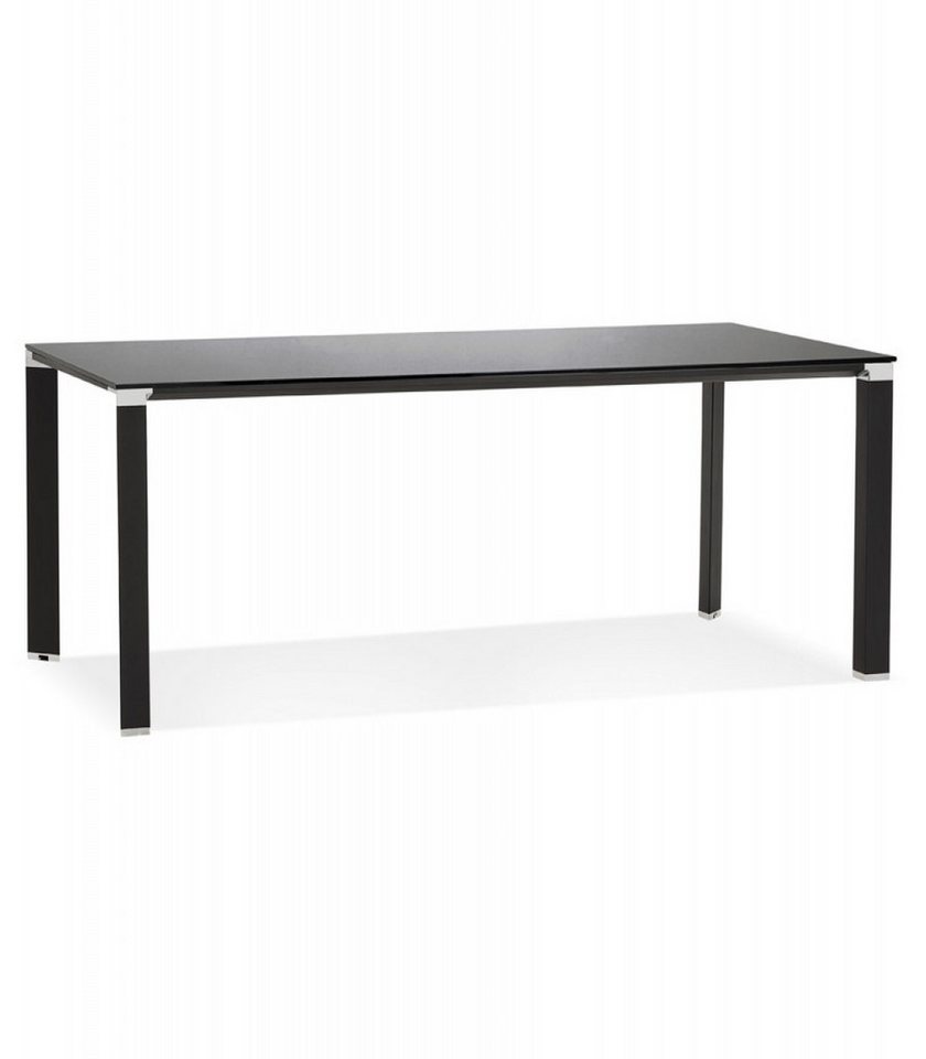 KADIMA DESIGN Schreibtisch Designer Esstisch XLINE aus Glas und Metall Minimalistisches Design (Robuster Schreibtisch für Büro oder Wohnzimmer 200x100x73 cm), Moderner Besprechungstisch mit eleganter schwarzer Glasplatte von KADIMA DESIGN