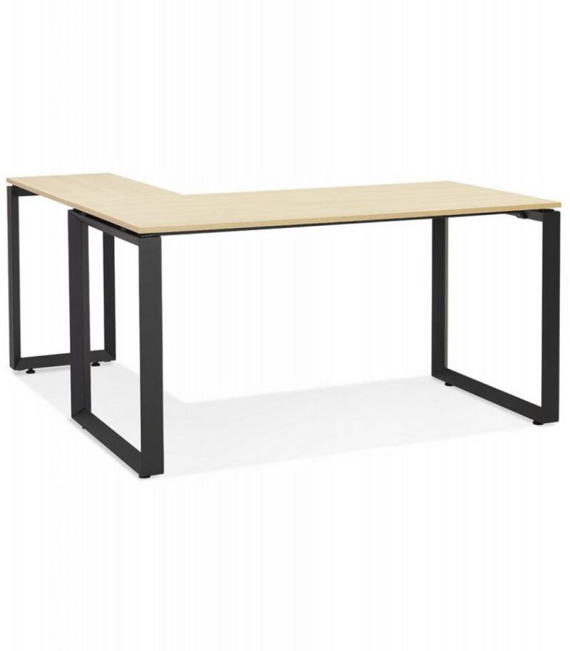 KADIMA DESIGN Schreibtisch Eckbüro Schreibtisch aus Holz Metall Modern Beige Schwarz (Designer Computertisch in L-Form BAKUS Kollektion), Eckschreibtisch mit geräumiger Arbeitsfläche 170x160x74,8 cm von KADIMA DESIGN