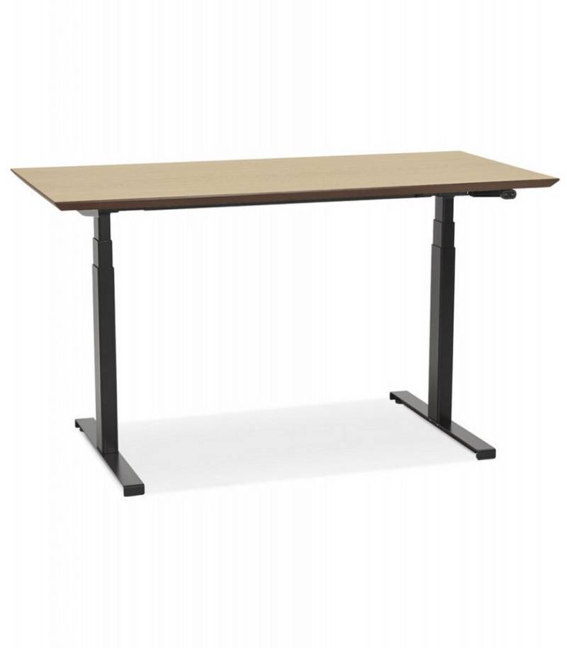 KADIMA DESIGN Schreibtisch Elektrischer Sitz-Steh-Schreibtisch aus Holz Metall 63-128x150x70 cm (Ergonomischer Arbeitstisch mit Naturholzplatte Beige Schwarz), Höhenverstellbarer Computertisch für Büro Homeoffice Modern von KADIMA DESIGN