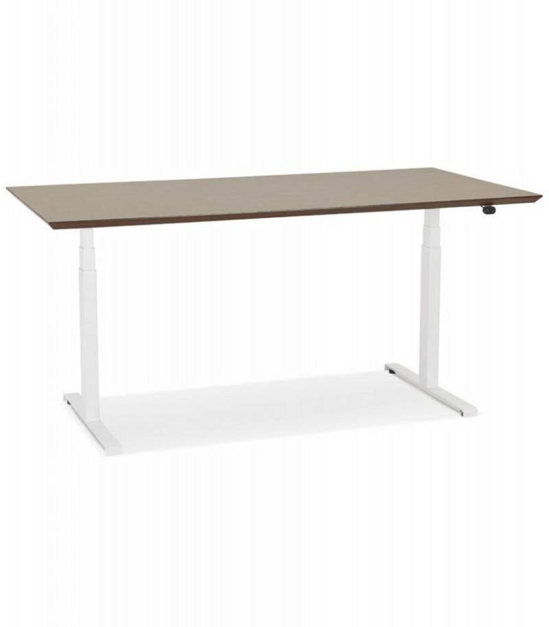 KADIMA DESIGN Schreibtisch Elektrischer Sitz Steh Schreibtisch aus Holz Metall (Ergonomischer Arbeitstisch für Homeoffice 180x90cm 63-128cm Höhe), Höhenverstellbarer Computertisch mit Walnussplatte Modern Weiß-Braun von KADIMA DESIGN