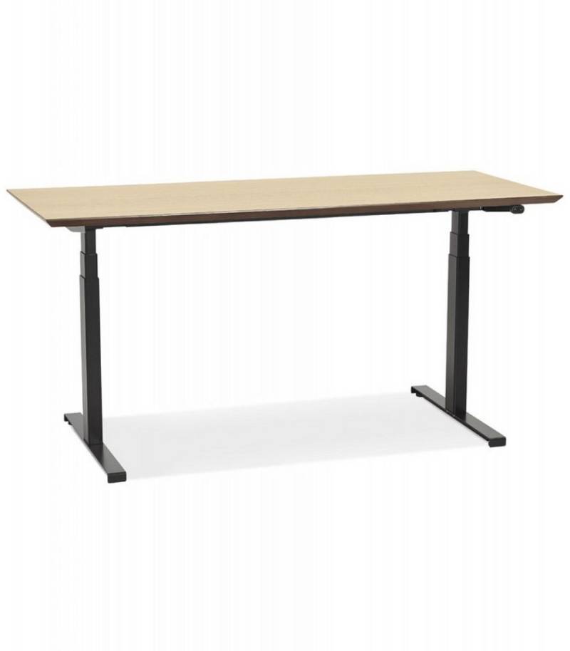 KADIMA DESIGN Schreibtisch Elektrischer Sitz Steh Schreibtisch aus Holz und Metall (Ergonomischer Arbeitstisch mit elektrischem System 63-128x180x90 cm), Höhenverstellbarer Computertisch für Büro Modern Beige Schwarz von KADIMA DESIGN
