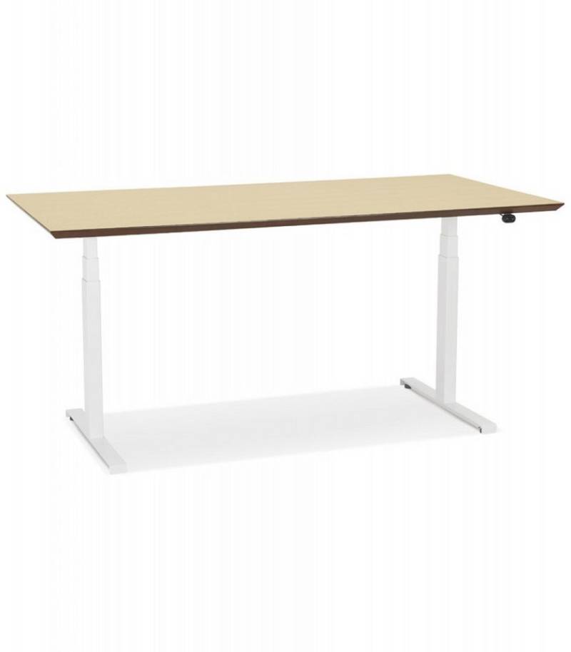 KADIMA DESIGN Schreibtisch Elektrischer Sitz Steh Schreibtisch mit Holzplatte Naturoptik (Ergonomischer Computertisch für Gesundes Arbeiten 63-128x180x90 cm), Höhenverstellbarer Arbeitstisch mit Metall Gestell Modern von KADIMA DESIGN