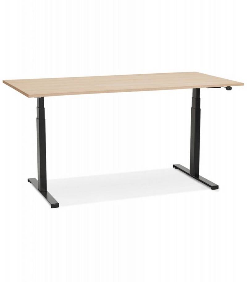 KADIMA DESIGN Schreibtisch Elektrischer Höhenverstellbarer Schreibtisch Holz Metall (Büromöbel Sitz-Steh Arbeitsplatz 160x80x127 cm TRONIK Kollektion), Ergonomischer Computertisch mit Motorsteuerung Modern Beige Schwarz von KADIMA DESIGN