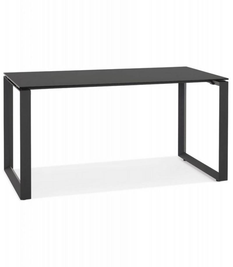 KADIMA DESIGN Schreibtisch Gerader Schreibtisch mit Hartglas Tischplatte Metall Gestell (Moderner Computer Tisch Arbeitszimmer 160x80x74,2 cm BAKUS), Design Bürotisch Arbeitsfläche Minimalistischer Stil von KADIMA DESIGN