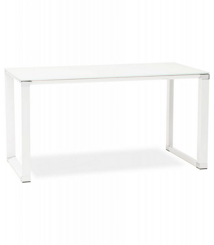 KADIMA DESIGN Schreibtisch Gerader Designer Schreibtisch Metall Glas Minimalistisch (Eleganter Computertisch mit gehärteter Glasplatte XLINE Kollektion), Moderner Bürotisch mit weißer Metallstruktur 160x80x73 cm KADIMA DESIGN Schreibtisch Gerader Designer Schreibtisch Metall Glas Minimalistisch (Eleganter Computertisch mit gehärteter Glasplatte XLINE Kollektion), Moderner Bürotisch mit weißer Metallstruktur 160x80x73 cm von KADIMA DESIGN