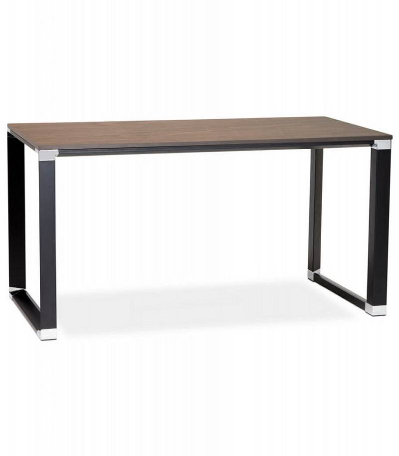 KADIMA DESIGN Schreibtisch Schreibtisch aus Holz und Metall Modern Geradlinig (Designer Arbeitstisch im Industrie-Look XLINE Kollektion), Bürotisch mit Walnuss-Finish und Stahlakzenten 160x80x74 cm von KADIMA DESIGN