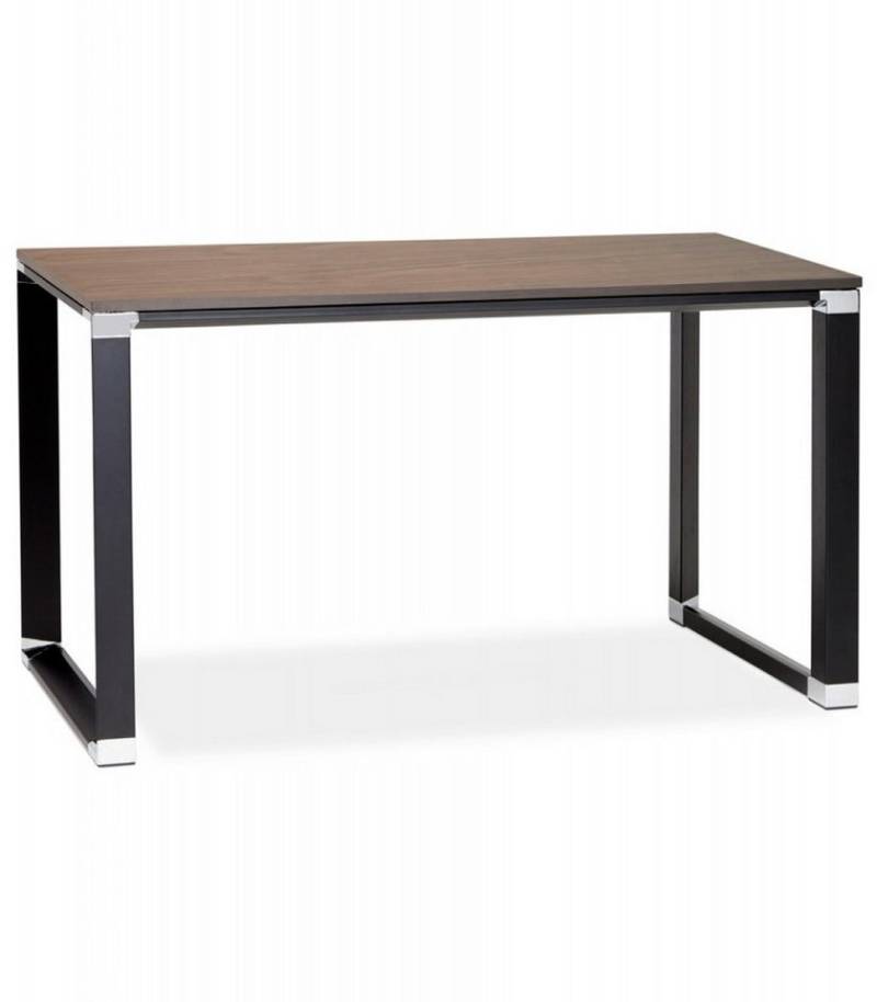 KADIMA DESIGN Schreibtisch Industrieller Schreibtisch aus Holz und Metall Industrie Stil (Designertisch mit schwarzer Metallstruktur XLINE Kollektion), Kompakter Arbeitsplatz mit Walnuss Finish 140x70x74 cm von KADIMA DESIGN