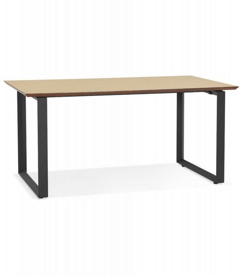 KADIMA DESIGN Schreibtisch Großer Holz Metall Schreibtisch Modern Elegant Design (Gerader Schreibtisch mit Metallsockel GIMINI Kollektion), Chef Büro Arbeitsplatz mit Naturholzplatte 180x90x75,5 cm von KADIMA DESIGN