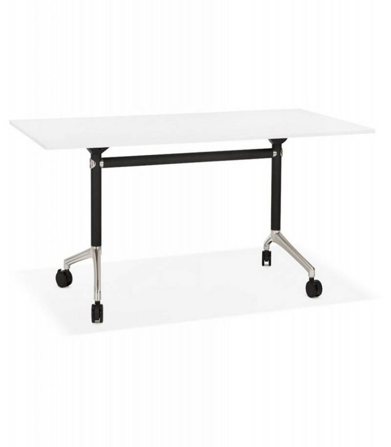 KADIMA DESIGN Schreibtisch Klappbarer Schreibtisch aus Holz mit Metallgestell Modernes Design (Großer Bürotisch mit Melaminplatte FLEXO Kollektion), Mobiler Arbeitstisch mit Rollen 160x80x73 cm von KADIMA DESIGN