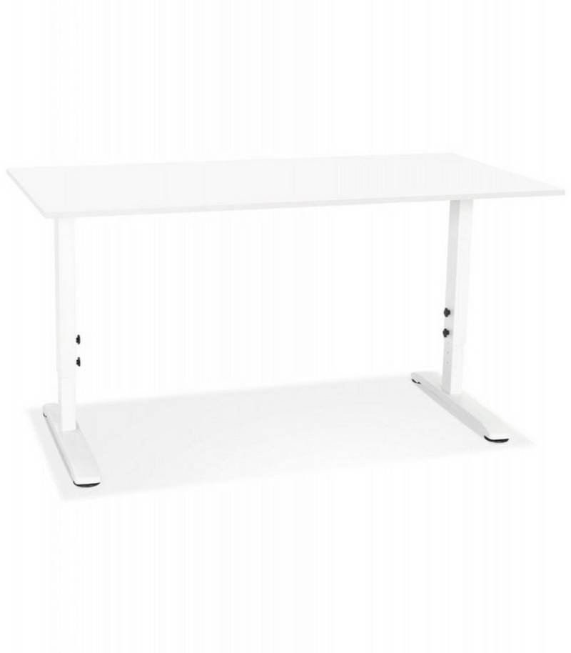 KADIMA DESIGN Schreibtisch Höhenverstellbarer Schreibtisch aus Holz und Metall Modern Weiß (Gesunder Computertisch für Sitz und Stehposition OSMOSE), Ergonomischer Arbeitstisch mit Flügelschrauben 160x80x67-86 cm von KADIMA DESIGN