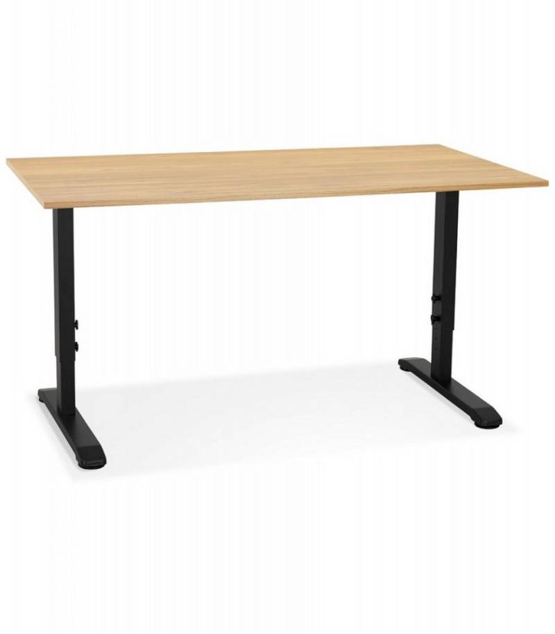 KADIMA DESIGN Schreibtisch Höhenverstellbarer Schreibtisch aus Naturholz und Metall (Stehschreibtisch mit Butterfly System 160x80x67-86 cm OSMOSE), Ergonomischer Arbeitstisch mit Höhenverstellung Modern Beige Schwarz von KADIMA DESIGN
