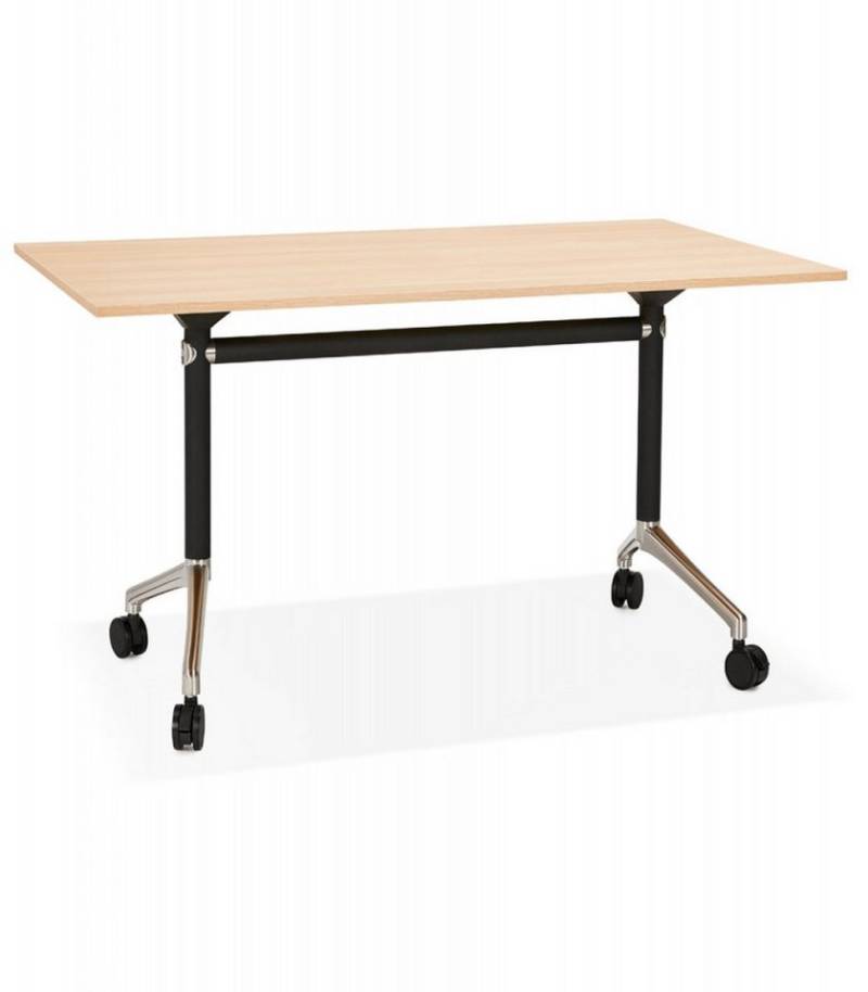 KADIMA DESIGN Schreibtisch Klappschreibtisch aus Holz und Metall 140x70x73 cm (Modernes Design für Büro und Homeoffice FLEXO Kollektion), Faltbarer Computertisch mit Rollen Mobiler Bürotisch in Naturoptik von KADIMA DESIGN