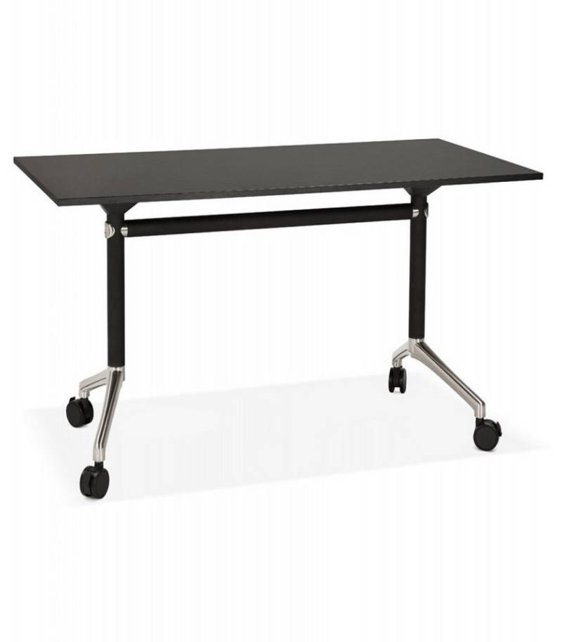 KADIMA DESIGN Schreibtisch Klappschreibtisch FLEXO Schwarz Holz Metall Modern Minimalistisch (Designer Arbeitsplatz klappbar Home Office Kollektion), Mobiler Bürotisch mit Rollen 140x70x73 cm von KADIMA DESIGN