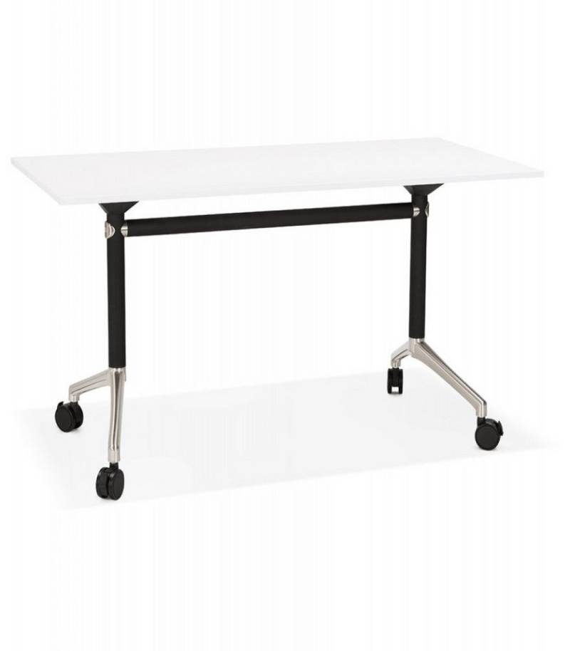 KADIMA DESIGN Schreibtisch Klappschreibtisch FLEXO Weiß Holz Metall 140x70x73 cm (Designer Büromöbel für kleine Räume Platzsparende Workstation), Mobiler Schreibtisch mit Rollen Modernes Arbeitsplatz System von KADIMA DESIGN