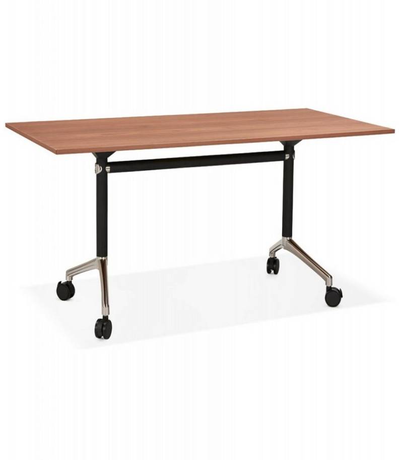 KADIMA DESIGN Schreibtisch Klappbarer Schreibtisch aus Holz mit Walnussoptik Elegantes Design (Designer Bürotisch mit Faltfunktion FLEXO Kollektion), Mobiles Arbeitsmöbel mit Rollen 160x80x73 cm von KADIMA DESIGN