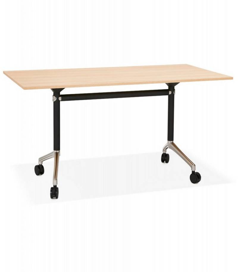 KADIMA DESIGN Schreibtisch Klappbarer Schreibtisch aus Holz und Metall Designermöbel für Büro (160x80x73 cm FLEXO Kollektion), Arbeitstisch mit Rollen Beige Naturholz Optik von KADIMA DESIGN