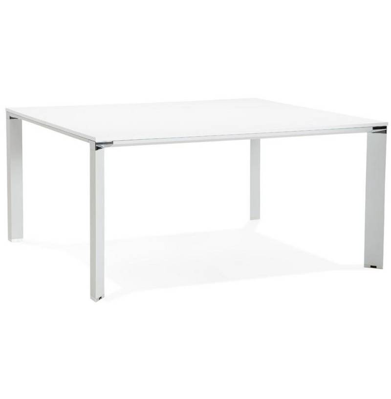 KADIMA DESIGN Schreibtisch Moderner Bürotisch, Quadratische Arbeitsfläche, Arbeitstisch Meetings, Chrom-Akzente, Großzügige Arbeitsfläche, Robust, Bodenschutz von KADIMA DESIGN