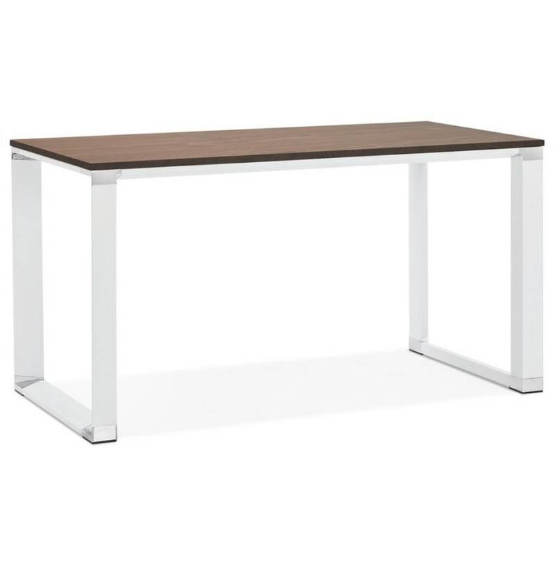 KADIMA DESIGN Schreibtisch Moderner Bürotisch, gerader Tisch Büro, minimalistischer Computertisch, Kufengestell, Chromakzente, Bodenschutz von KADIMA DESIGN