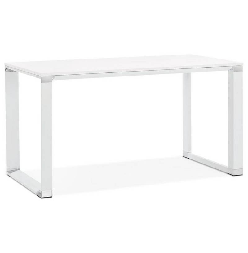 KADIMA DESIGN Schreibtisch Moderner Bürotisch, gerader Tisch Büro, minimalistischer Computertisch, Kufengestell, Chromakzente, Bodenschutz von KADIMA DESIGN