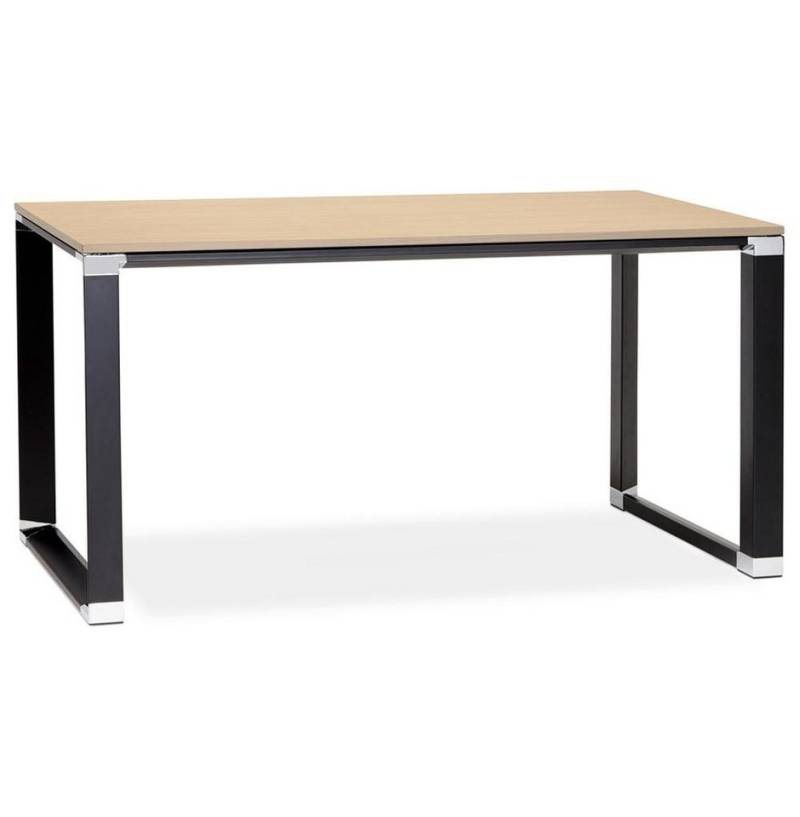 KADIMA DESIGN Schreibtisch Moderner Bürotisch, gerader Tisch Büro, minimalistischer Computertisch, Kufengestell, Chromakzente, Bodenschutz von KADIMA DESIGN