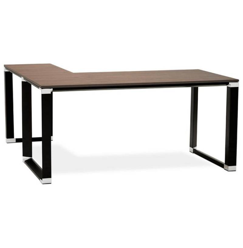 KADIMA DESIGN Schreibtisch Moderner Eckbürotisch, winkelverstellbar, Arbeitstisch groß L-Form, Chromdetails, Kufengestell, Bodenschoner, Große Arbeitsfläche von KADIMA DESIGN