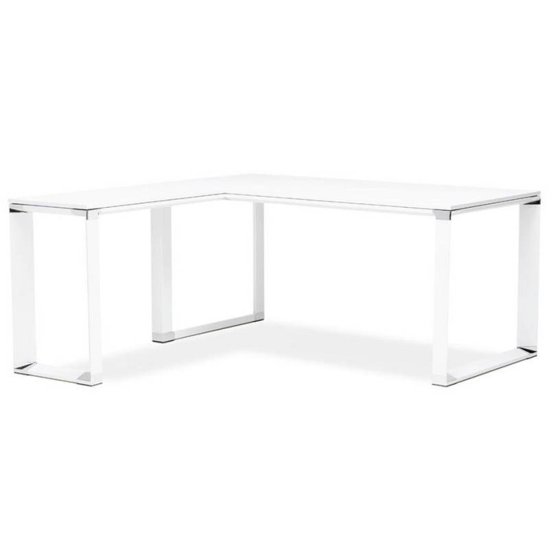 KADIMA DESIGN Schreibtisch Moderner Eckbürotisch, winkelverstellbar, Arbeitstisch groß L-Form, Chromdetails, Kufengestell, Bodenschoner, Große Arbeitsfläche von KADIMA DESIGN